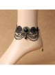 Retro Fashion Punk Gothic Black Lace Resin Drill Tassel Female Anklet