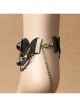 Retro Fashion Punk Gothic Black Lace Resin Drill Tassel Female Anklet