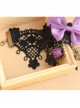 Handmade Retro Gothic Palace Purple Rose Flower Bow Black Lace Pearl Female Anklet