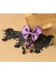 Handmade Retro Gothic Palace Purple Rose Flower Bow Black Lace Pearl Female Anklet