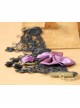 Handmade Retro Gothic Palace Purple Rose Flower Bow Black Lace Pearl Female Anklet