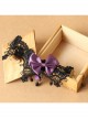 Handmade Retro Gothic Palace Purple Rose Flower Bow Black Lace Pearl Female Anklet