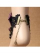 Handmade Retro Gothic Palace Purple Rose Flower Bow Black Lace Pearl Female Anklet