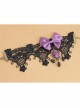 Handmade Retro Gothic Palace Purple Rose Flower Bow Black Lace Pearl Female Anklet
