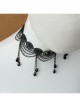 Gothic Fashion Retro All-Match Personality Female Black Lace Fringe Drop Diamond Choker