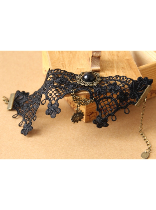 Gothic Palace Retro Fashion Female Black Lace Flower Sun Anklet