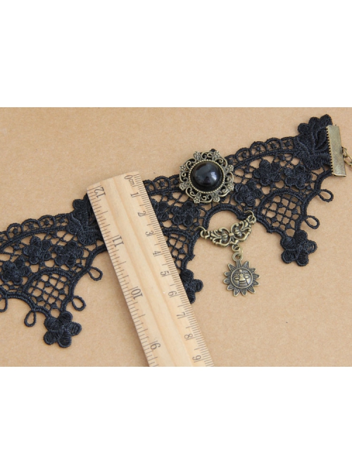 Gothic Palace Retro Fashion Female Black Lace Flower Sun Anklet
