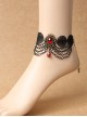 Gothic Fashion Wild Red Crystal Pop Retro Black Lace Tassel Female Anklet