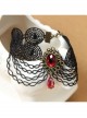 Gothic Fashion Wild Red Crystal Pop Retro Black Lace Tassel Female Anklet