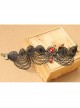 Gothic Fashion Wild Red Crystal Pop Retro Black Lace Tassel Female Anklet