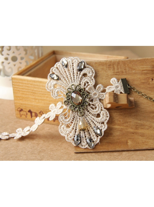 Palace Retro Fashion Party Travel Prom Golden Lace Flower Crystal Female Anklet