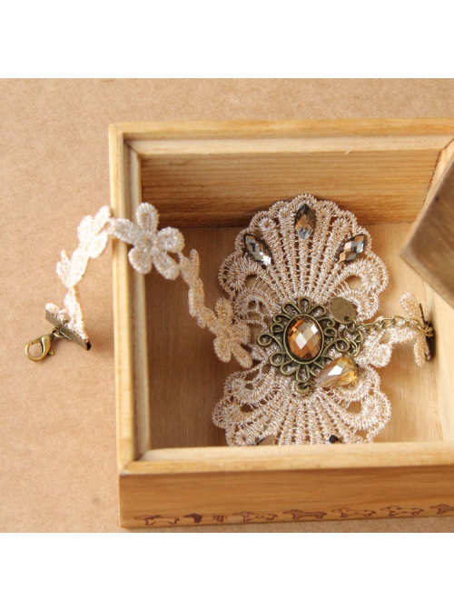 Palace Retro Fashion Party Travel Prom Golden Lace Flower Crystal Female Anklet