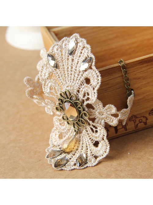 Palace Retro Fashion Party Travel Prom Golden Lace Flower Crystal Female Anklet
