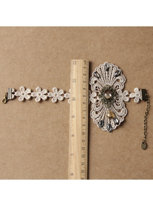 Palace Retro Fashion Party Travel Prom Golden Lace Flower Crystal Female Anklet