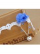 Handmade Fashion Retro Personality Blue Flower White Lace Moon Pendant Female Anklet