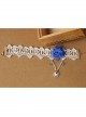 Handmade Fashion Retro Personality Blue Flower White Lace Moon Pendant Female Anklet