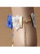 Handmade Fashion Retro Personality Blue Flower White Lace Moon Pendant Female Anklet