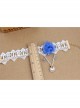 Handmade Fashion Retro Personality Blue Flower White Lace Moon Pendant Female Anklet