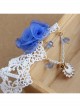 Handmade Fashion Retro Personality Blue Flower White Lace Moon Pendant Female Anklet