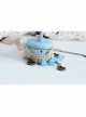 Lady Fashion Retro Personality Blue Crystal Gold Lace Female Anklet