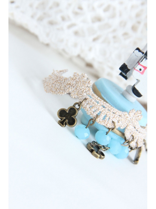 Lady Fashion Retro Personality Blue Crystal Gold Lace Female Anklet