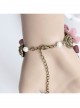 Cherry Blossom Fashion Retro Love Golden Lace Pearl Pink Rose Flower With Ring Female Bracelet