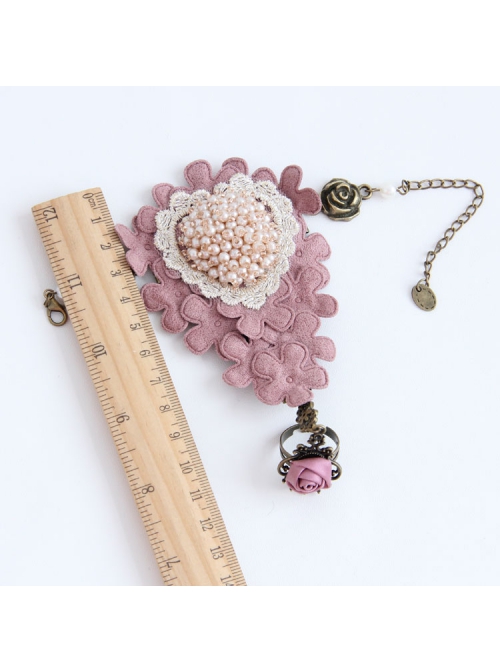 Cherry Blossom Fashion Retro Love Golden Lace Pearl Pink Rose Flower With Ring Female Bracelet