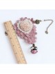 Cherry Blossom Fashion Retro Love Golden Lace Pearl Pink Rose Flower With Ring Female Bracelet