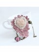 Cherry Blossom Fashion Retro Love Golden Lace Pearl Pink Rose Flower With Ring Female Bracelet