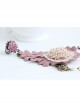 Cherry Blossom Fashion Retro Love Golden Lace Pearl Pink Rose Flower With Ring Female Bracelet