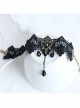 Gothic Black Lace Flower Tassel Drop Rhinestones Exquisite Fashion Retro Female Anklet