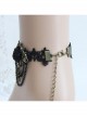Retro Fashion Prom Black Rose Flower Lace Tassel Spider Female Anklet
