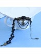 Retro Fashion Prom Black Rose Flower Lace Tassel Spider Female Anklet