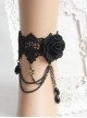 Retro Fashion Gothic Black Lace Rose Tassel Water Drop Pearl Star Flower Female Anklet