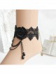Retro Fashion Gothic Black Lace Rose Tassel Water Drop Pearl Star Flower Female Anklet