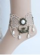 Popular Exaggerated Prom Fashion Retro Female Golden Lace Mask Pearl Tassel Anklet
