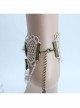 Popular Exaggerated Prom Fashion Retro Female Golden Lace Mask Pearl Tassel Anklet