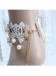 Handmade Retro Palace Fashion White Lace Pearl Female Anklet