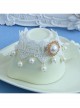 Handmade Retro Palace Fashion White Lace Pearl Female Anklet
