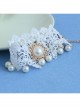 Handmade Retro Palace Fashion White Lace Pearl Female Anklet