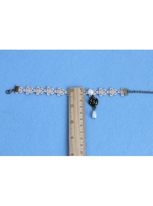 Exquisite Fashion Retro Baroque Golden Lace Pearl Rose Flower Female Anklet