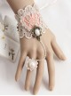Handmade Retro Fashion Golden Lace Flower Pearl Pink Love Female With Ring Bracelet