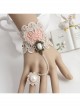 Handmade Retro Fashion Golden Lace Flower Pearl Pink Love Female With Ring Bracelet