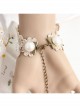 Handmade Retro Fashion Golden Lace Flower Pearl Pink Love Female With Ring Bracelet
