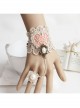 Handmade Retro Fashion Golden Lace Flower Pearl Pink Love Female With Ring Bracelet