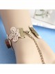 Fashion Handmade Retro Golden Lace Wood Chips Four-Leaf Clover Female Bracelet