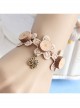 Fashion Handmade Retro Golden Lace Wood Chips Four-Leaf Clover Female Bracelet