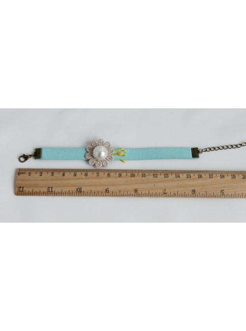 Golden Flower Pearl Retro Fashion Simple Blue Female Bracelet
