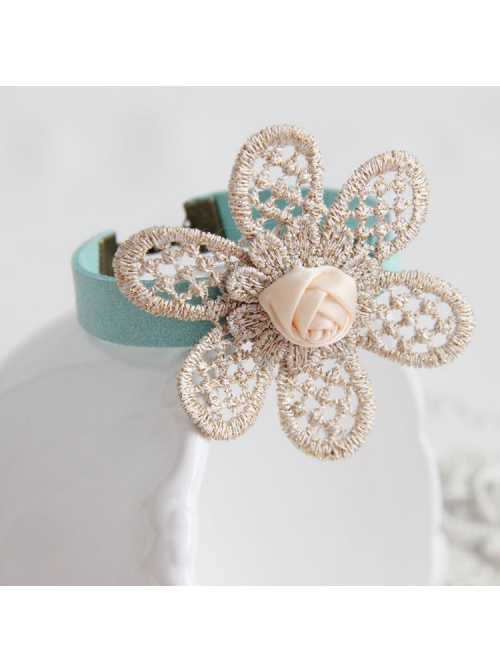 Fashion Leisure Golden Flowers Lace Roses Retro Female Blue Bracelet