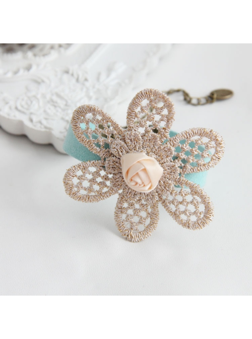 Fashion Leisure Golden Flowers Lace Roses Retro Female Blue Bracelet